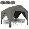 3 X 3 M Patio Gazebo with Netting & Curtains, Outdoor Canopy Shelter with Galvanised Steel Frame, Dark Grey
