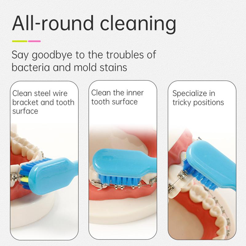 Toothbrush With L Shape Push-Pull Interdental Brush Tufted Brush Clean Braces Tooth Brush Soft Bristle Toothbrush Oral Care