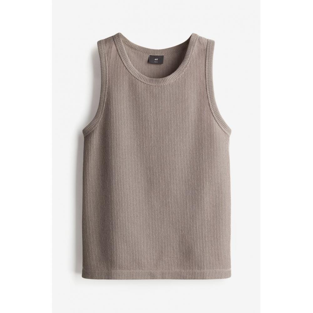 H M sliM Fit Sleeveless Knit Top Grey