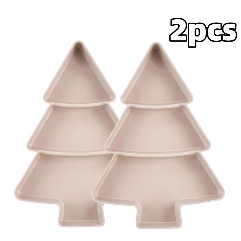 Festive Tree Shape Serving Fruit Plate Household Plastic Tray Portable Nuts Snacks Dishes For Christmas Holiday Party Decoration
