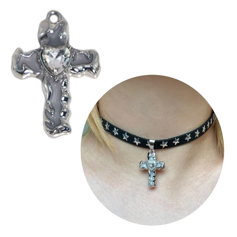 Versatile DIY Alloy Cross Charm Dripping Oil and Diamond Jewelry Component Pendant for DIY Crafts Neckalce Earrings
