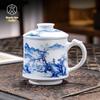 Jingdezhen Hand-painted Blue & White Ceramic Tea Cup with Infuser