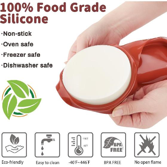 JOERSH Silicone Egg Mold Non-Stick 4 Inch Jumbo Size Muffin Top Pan, Large Round Silicone Molds for Baking Hamburger Bun, Egg Bites, Breakfast