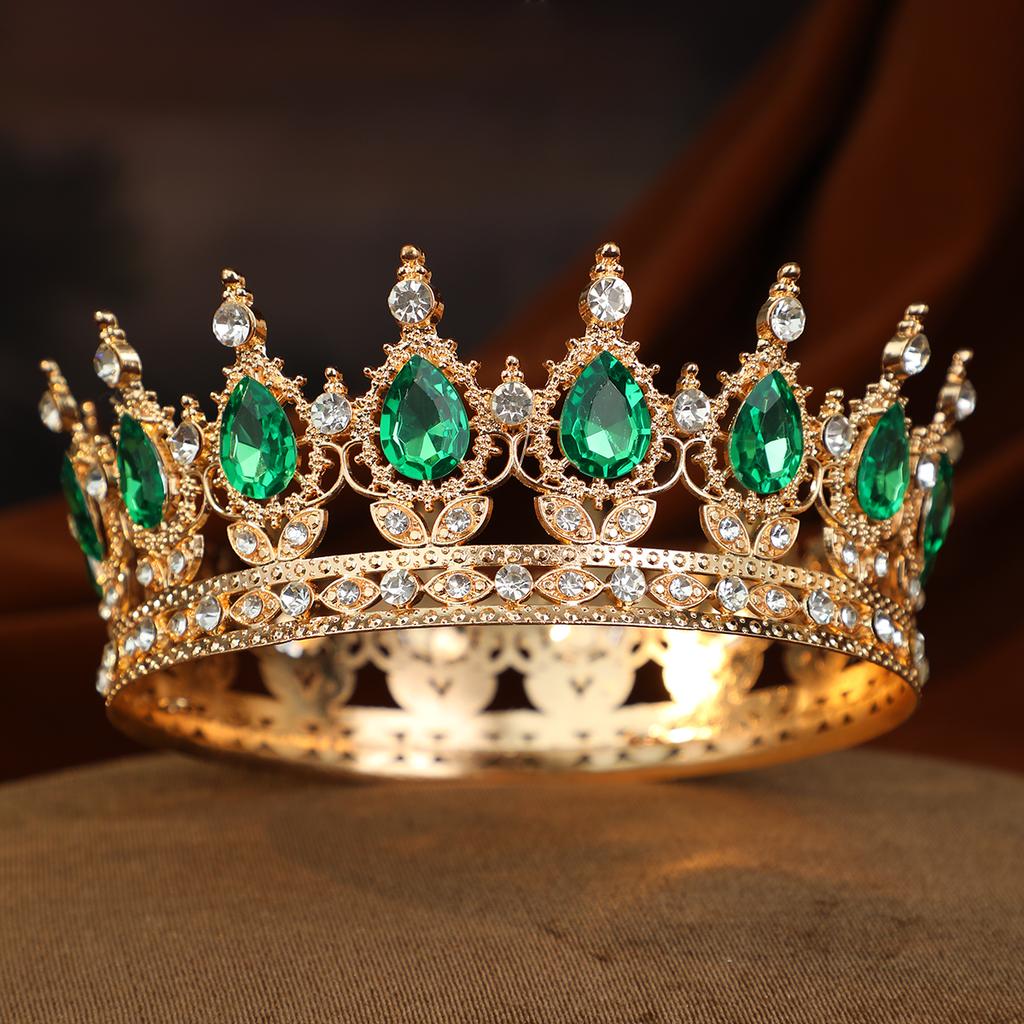 Barock Kristall Runde Diadem und Kronen Stirnband für Damen Party Abschlussball Diadem Braut Hochzeit Haar Accessoires Schmuck Krone Diadem