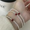 Cinnabar Silver Bead Bracelet for Women 2025 - Red Hand Rope, Thin Beaded, Stackable Jewelry