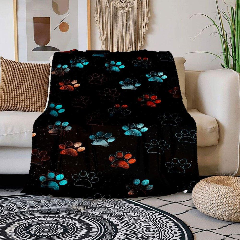 

Neon Paw Print Phone Case Cover Blanket Flannel Throw Blanket for Sofa, Bed, Travel, Camping, Office, Couch, Chair, And Bed Gift for Christ 150x180cm