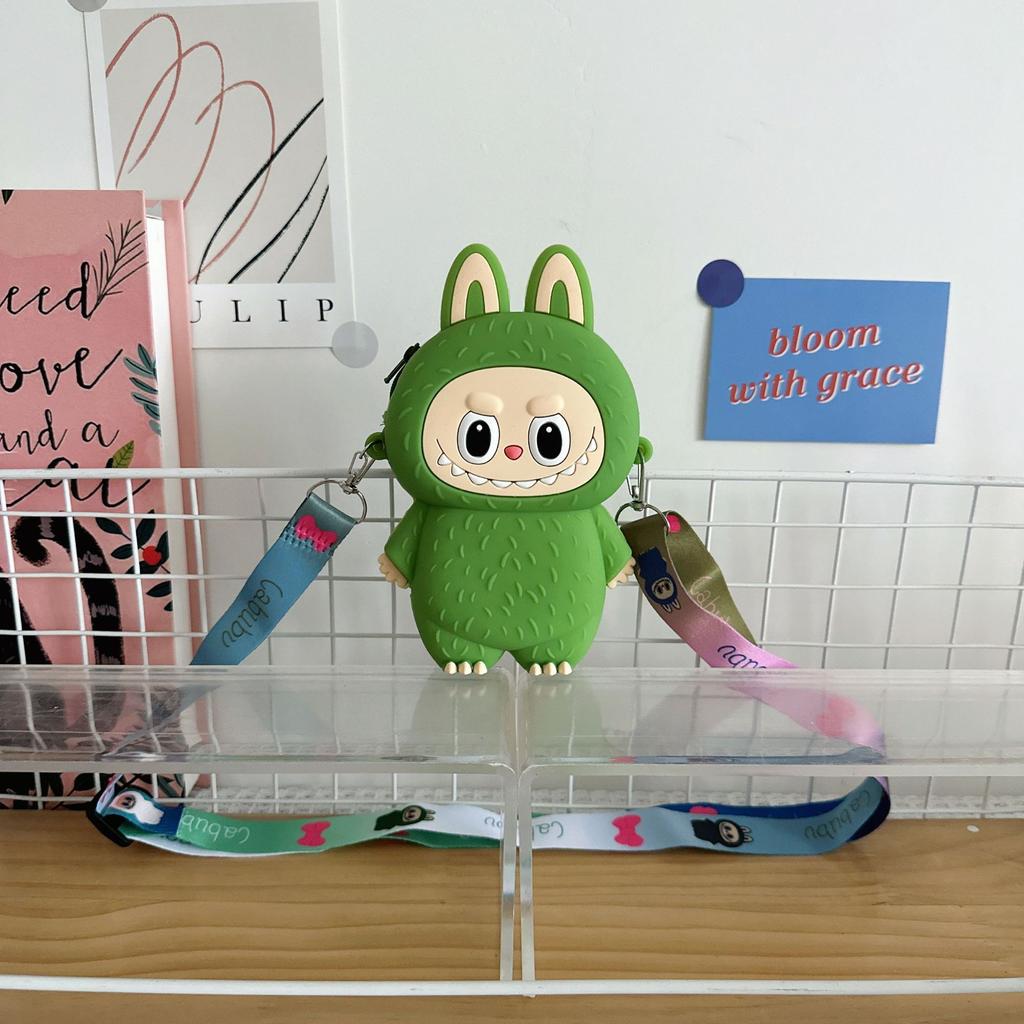 New Cute Children's Silicone Messenger Bag Cartoon Color Doll Boys and Girls Change Storage Bag Mini Earphone Bag