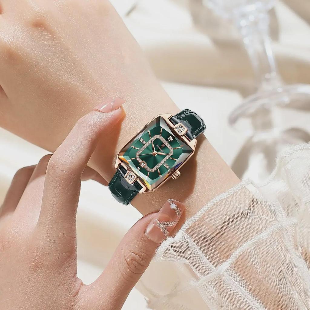 POEDAGAR Rectangle Luxury Women's Watches Waterproof Date Leather Woman Watch Elegant Fashion Quartz Women Wristwatch
