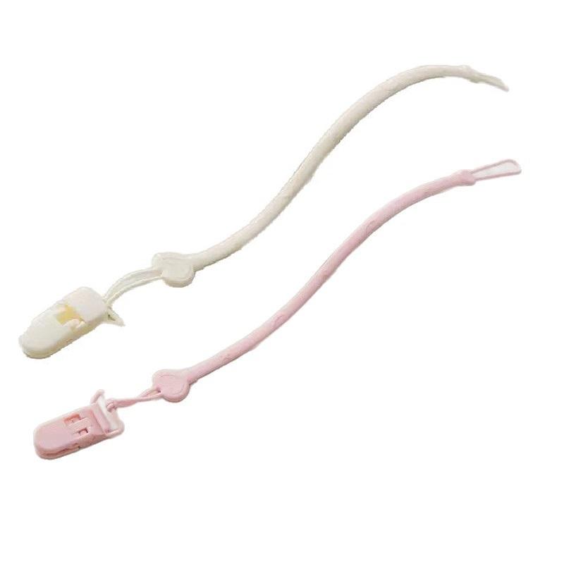 Silicone Baby Pacifier Clip 2-Pack, Adjustable Strap with Clip, Keeps Pacifier from, Blush and