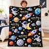 Personalized Space Blanket for Kids, Custom Name Astronaut Fleece Blanket, Rocket Ship Planet Throw, Boys Room Decor, Space Gift for Son
