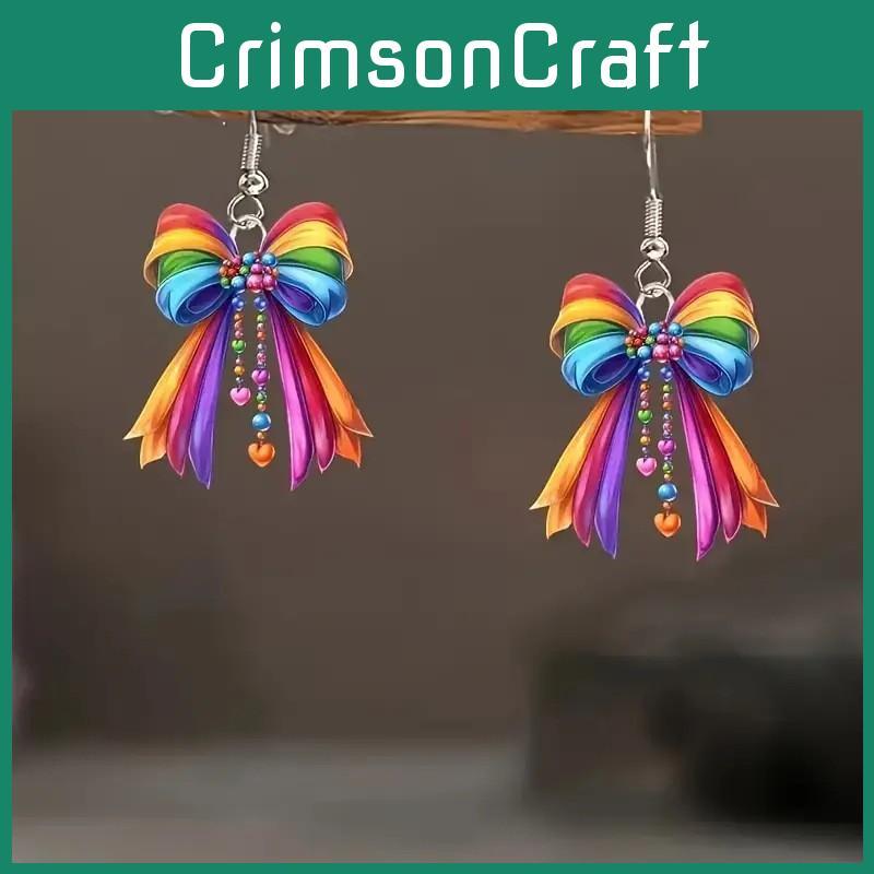 Kreative Regenbogen Schleife Damen Acryl Ohrringe Für Frauen Und Männer Sommer