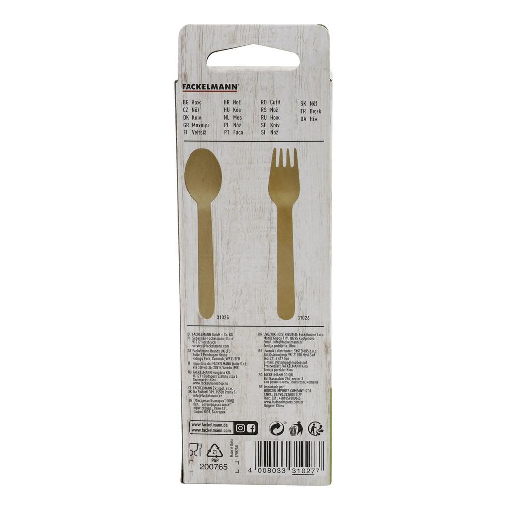 Pack of 30 Disposable Wooden Knives Fackelmann Move Ref. 31027