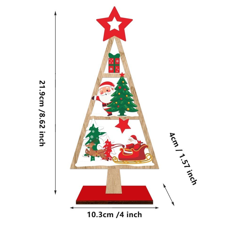 Wooden Christmas Tree Tabletop Decoration Creative Gifts Desktop Ornament for Christmas & New Year Party Atmosphere Home Decor