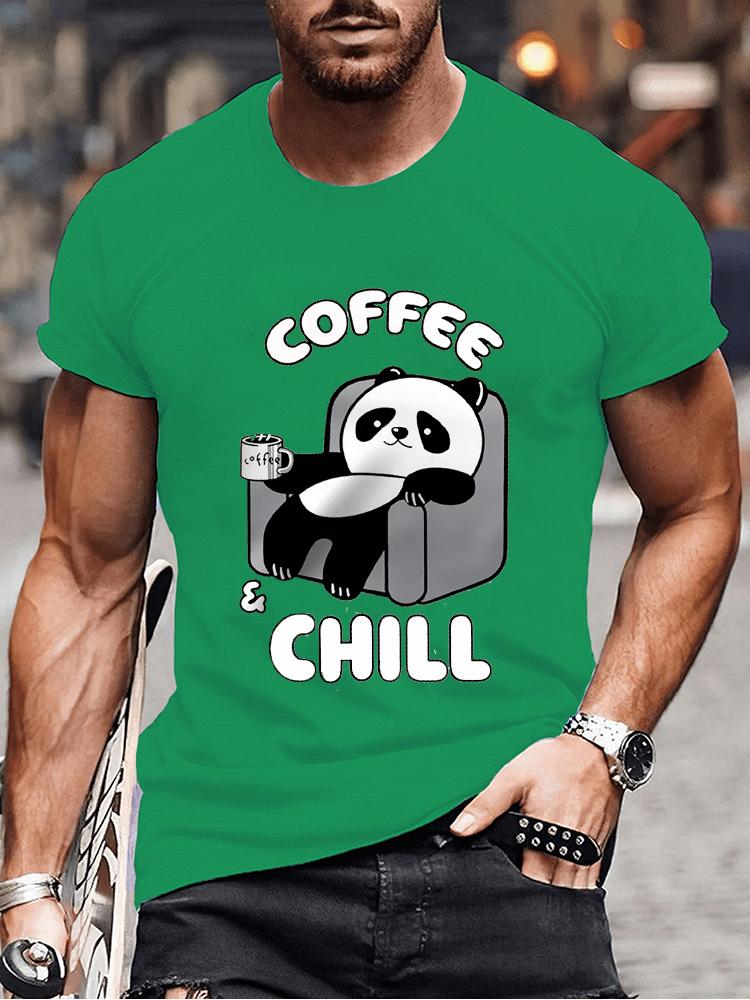 Coffee Chill Panda Enjoying Time T Shirts Men Women Short Sleeve Oversize T Shirt Loose Summer Tee Clothes Casual Fashion Tops