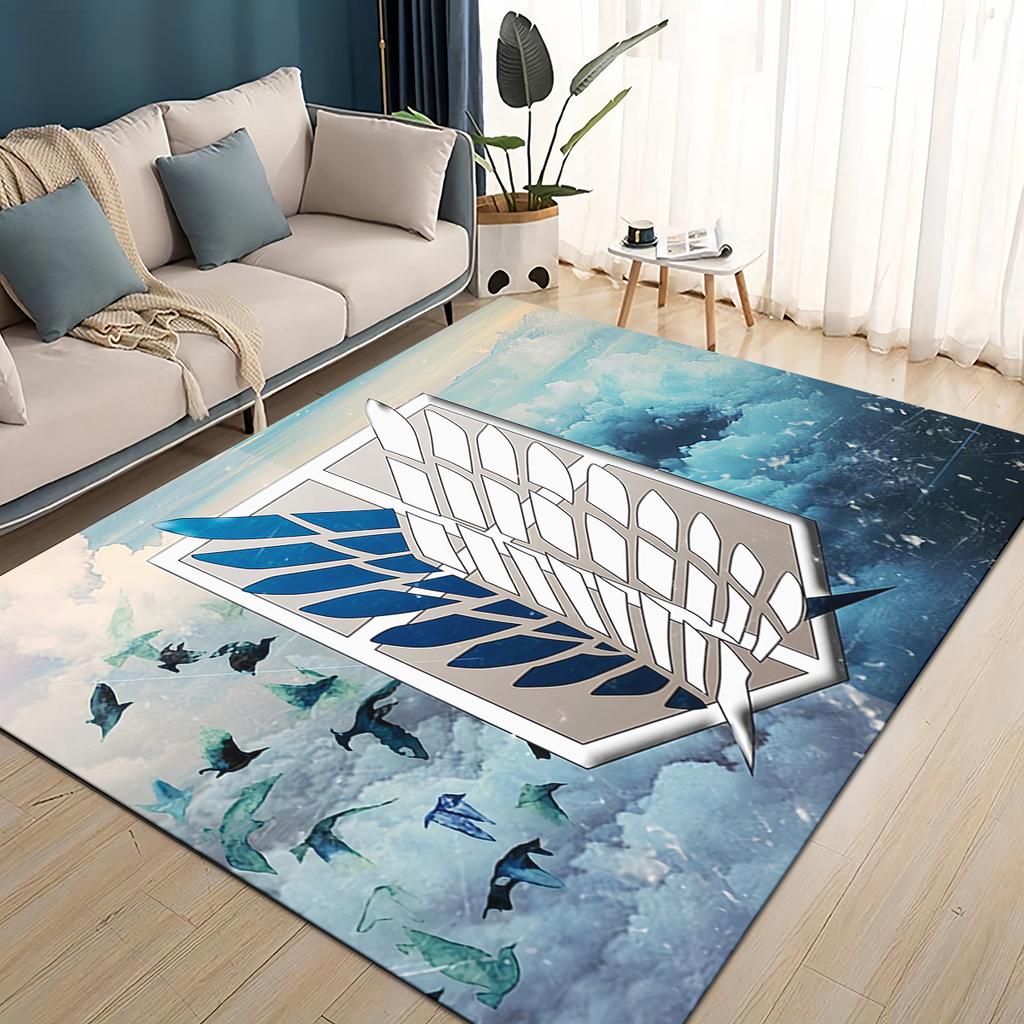 3D Cartoon Attack On Titan Eren Mikasa Anime Carpet Rug for Living Room Bedroom Home Sofa Decoration,kid Play Non-slip Floor Mat