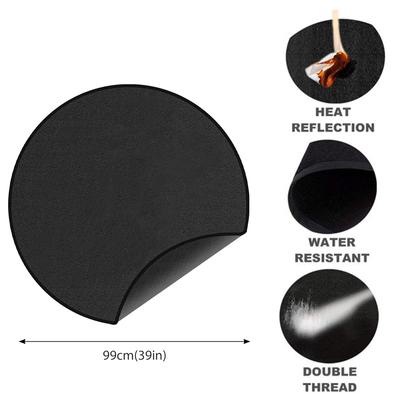 Fire Pit Mat Blcak Round Stove Fire Mat Fireproof 3-Layered Thicken Ember Mat Reusbable Grill Deck Protector Waterproof  Grill