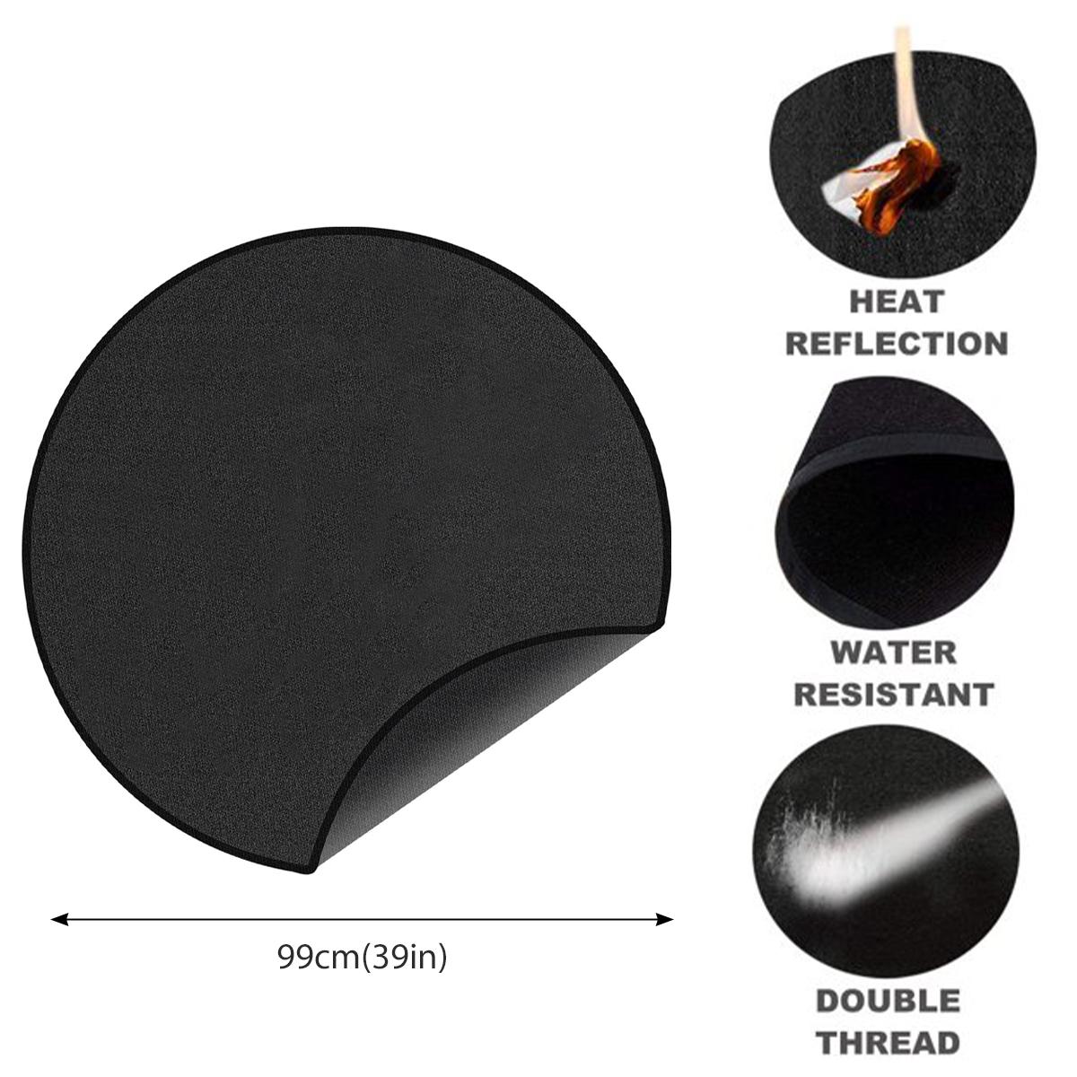 Fire Pit Mat Blcak Round Stove Fire Mat Fireproof 3-Layered Thicken Ember Mat Reusbable Grill Deck Protector Waterproof  Grill
