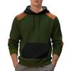 Mens Casual Loose Plaid Color Block Hooded Pullover Sweatshirt With Large Pockets