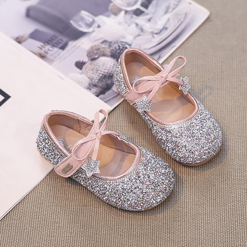 

Туфли принцессы для девочек 2025 весна и осень новые детские туфли хрустальные туфли девочки маленькие кожаные туфли детские туфли Эльзы одинарные туфли 35 розовый