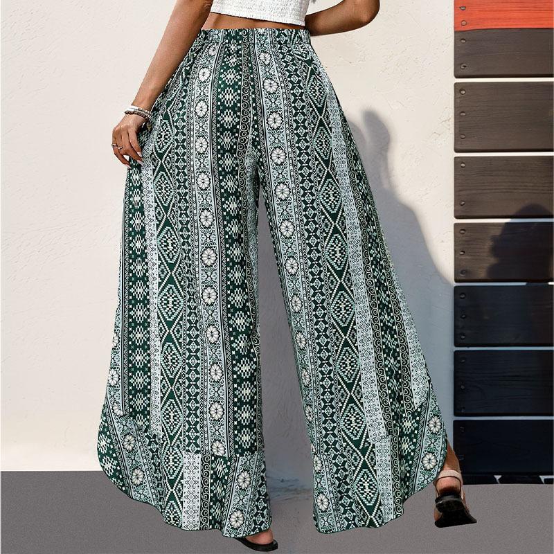 YYFS Women's Fashion Casual Geometric Print High Waist Trousers Pants & Capris
