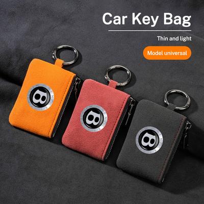 Suede Car Logo Key Bag Portable Wallets Card Coin Pouch For New Bentley Flying Spur Continental GT Bentayga Mulsanne Accessories