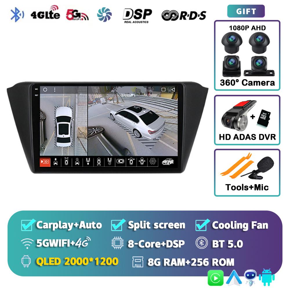 Android 14 Carplay Auto WIFI+4G Car Radio For Skoda Fabia 3 III 2014 2015 2016-2020 Multimedia GPS Player Stereo 2din Head Unit
