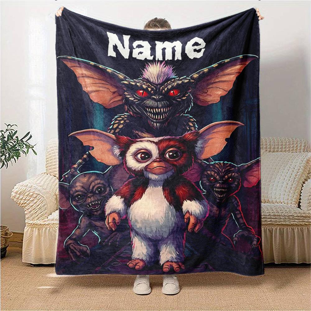 Custom Name Mysterious Creature Portrait Blanket for Couch & Bed, Plush Cozy Fuzzy Blanket Super Soft & Warm Blankets for Fall and Winter. 0908141
