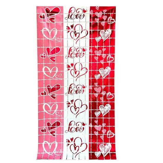 

День Святого Валентина Фольгована бахрома Червоно-біло-рожева Блискуча мішура Завіса-фон Стрічка для весілля, Дня Святого Валентина, Днів народження, Фотозони 2M Logic Cube