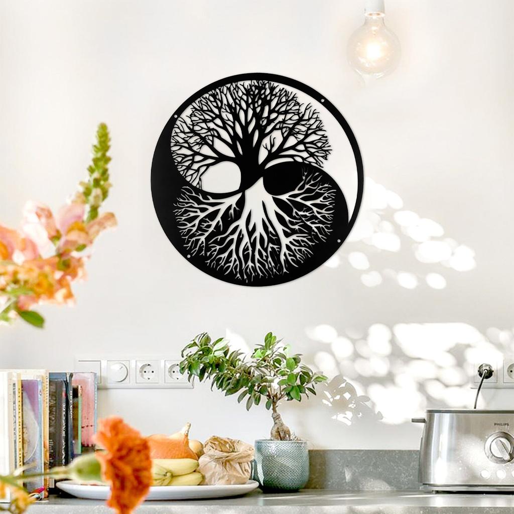 Baum des Lebens Wandkunst, Baum des Lebens Ying Yang Metall Wandkunst, Metall Wandkunst Innendekoration, Home Office Wand Wohnzimmer