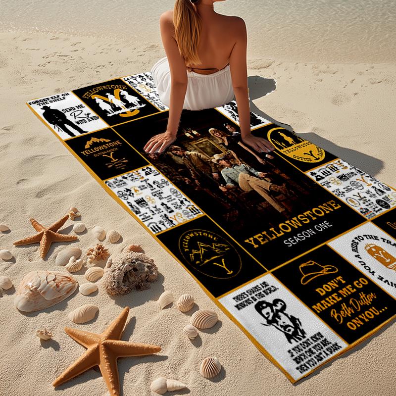 Yellows-tone Dutton Ranch Beach Towel, Super Soft Microfiber, Gift for Her/Him, Birthday, for Pool, Beach, Travel, Home Decor Fan gifts