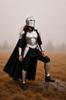 Mittelalterliches Ritterkostüm für Damen – Weißes Krieger-Outfit mit Barbuta-Helm für LARP & Cosplay
