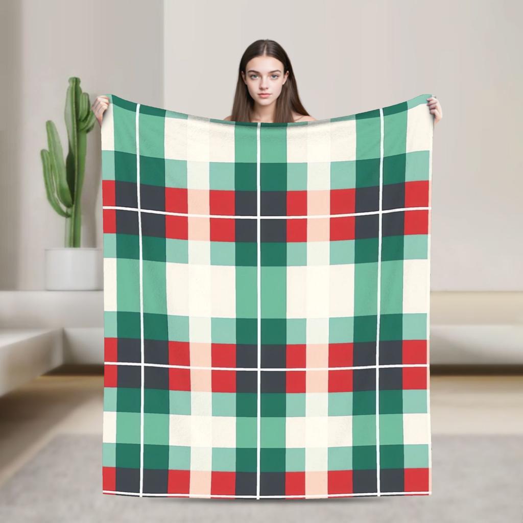 Plaid & Holiday Christmas  Flannel Blanket Autumn  Super Warm Bedding Throws for Kids Adult Bedroom Bedspread Sofa Bed Cover