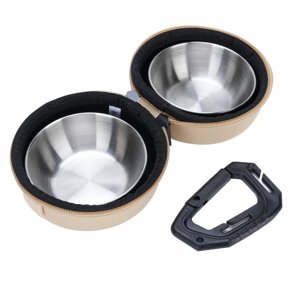 Green and Khaki Portable PET Bowl Set EVA Carry Case Cat Feeding Bowl PET Feeding хаки