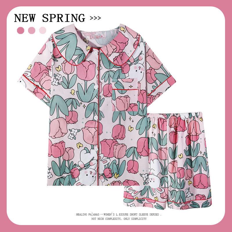 Women’s Cute Cotton Short Sleeve Pajama Set - Summer Style