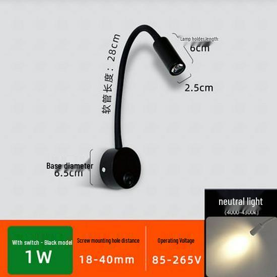 Flexible LED Spotlight: 1W/3W Wall Lamp for Clothing Store, Entrance, Painting, or Bedside Use