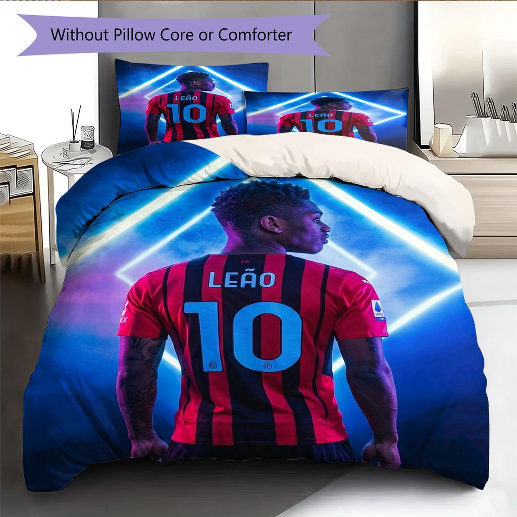 Set Copripiumino Trapuntato con Immagine del Calciatore Rafael Leão Federa Decorazione per la Casa Regalo di Compleanno (1 * copripiumino + 2 * federa, senza nucleo)
