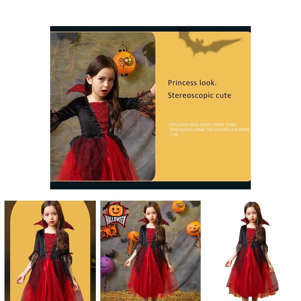 Kinder Halloween Böser Vampir Cosplay Kostüm Roter Tüllrock Kostümparty