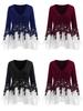 Elegant Women Ladies Long Sleeve V Neck Patchwork Tunic Tops For Casual Comfort