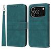 For iPhone 17 Pro Case Wallet Skin-Touch Leather Imprinted Phone Cover with Wrist Strap
