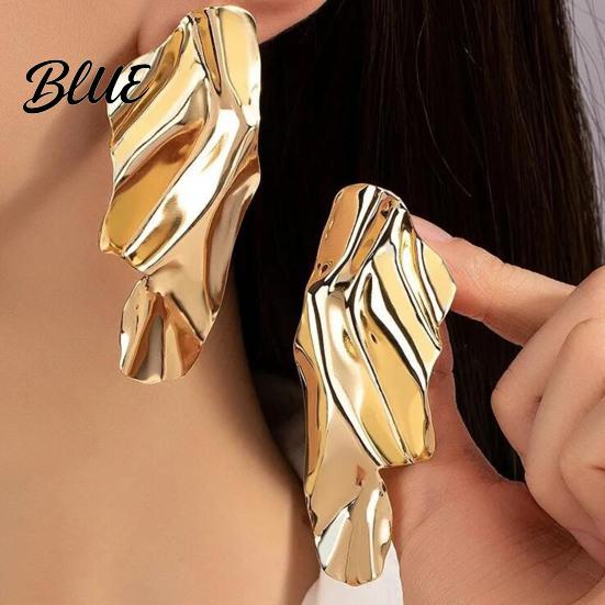 Comfortable Stud Earrings 1 Pair Geometric Irregular Design Metal Shape