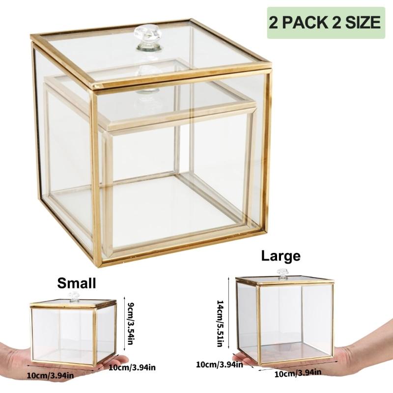 Organizzatori Decorativi in Vetro Trasparente per Tamponi con Design a Coperchio Sigillato Custodia Antipolvere per Gioielli e Piccoli Oggetti