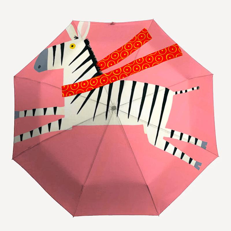 1pc Zebra Pattern Automatic Folding Umbrella - Compact Travel Umbrella with Auto Open/Close 8-Rib Heavy-Duty Shaft for Women/Men -l049