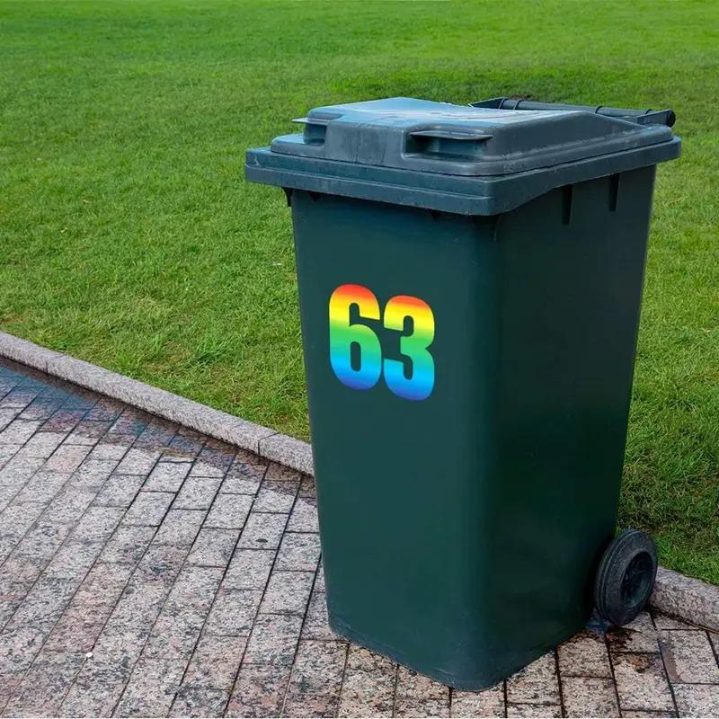 Colorful Wheelie Bin Stickers Large Dustbin Number Stickers Self-Adhesive 0-9 17.5Cm Height For Garbage Bins Mailboxes Garage