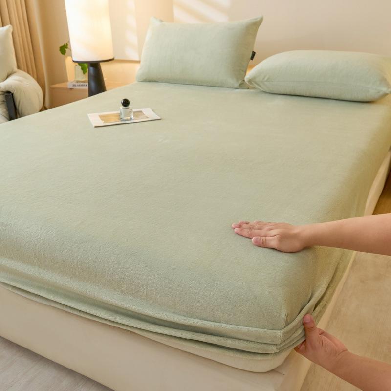

Velvet Thermal Mattress Cover Plush Fabric Sheets for Winter Soft Elastic Bedspread Solid Color Mattress Cover for Home Home 120x200cm
