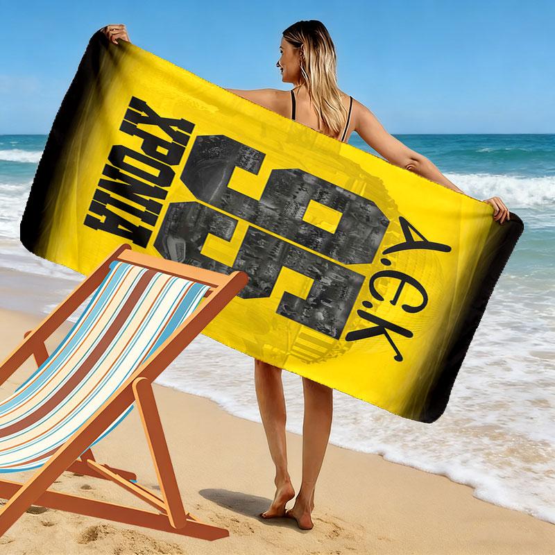 AEK FC Print Beach Towel, Large Soft Quick Dry Towel for Beach Camping Swimming