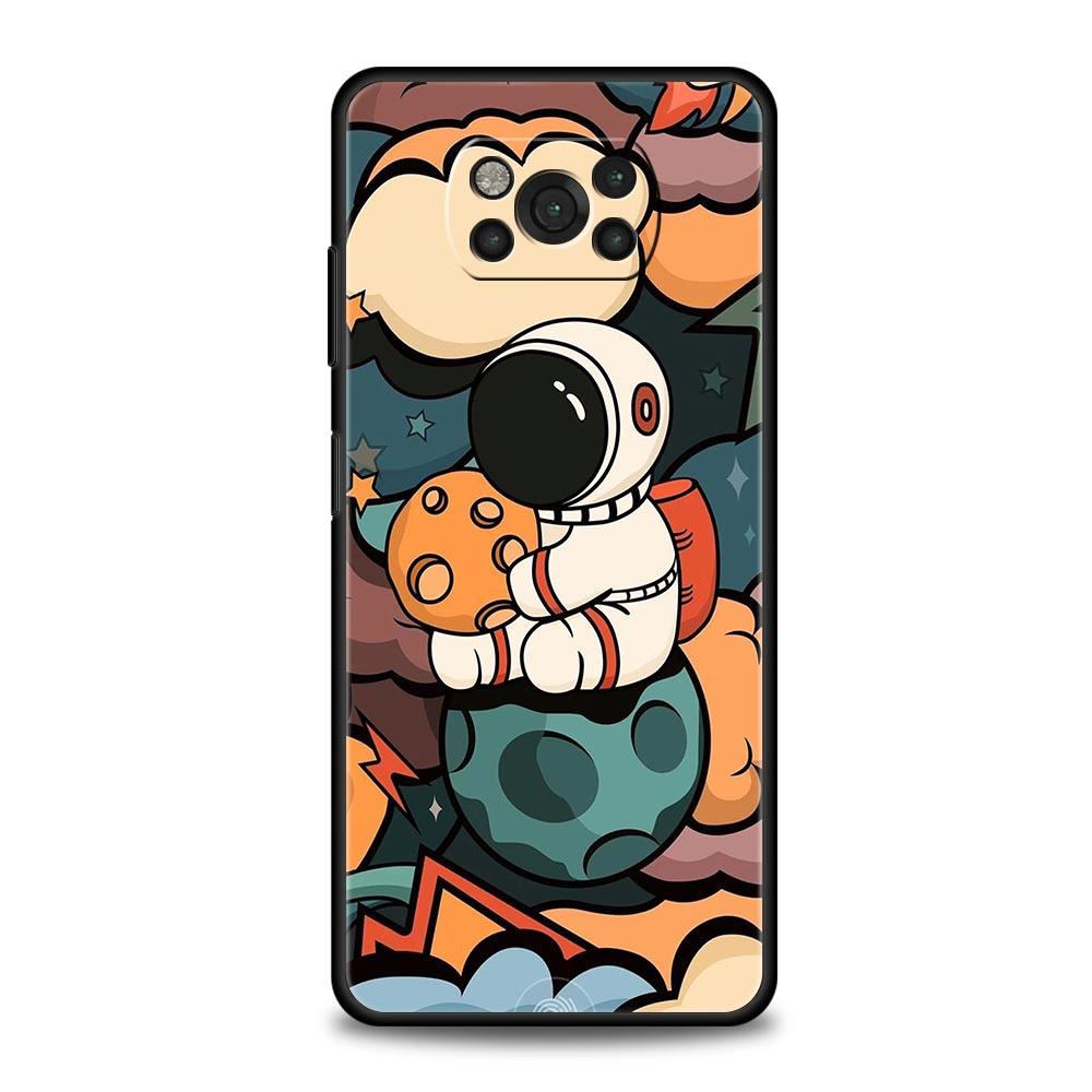 Cartoon Cute Cosmonaut Phone Case for Xiaomi Poco F7 F6 F5 F4 F3 X6 X5 X4 X3 NFC F7 Ultra M4 C51 C55 GT 5G Soft TPU Cover Fundas