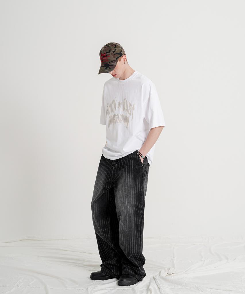 EZKATON Touch Stripe Denim Pants Black Kmlp6883