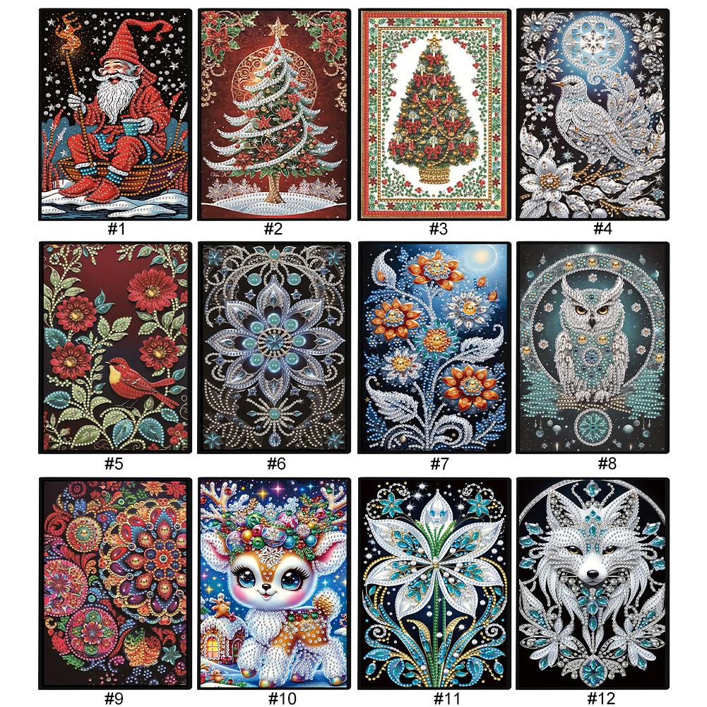 Special Shaped Xmas Diamond Painting Journal Notebook Diamond Painting Diary Book 50 Pages Crystal Notepad Sketchbook for Adults