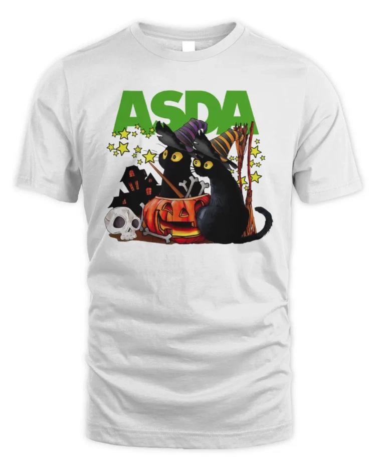 Black Cat Witch With Pumpkin ASDA Halloween Shirt