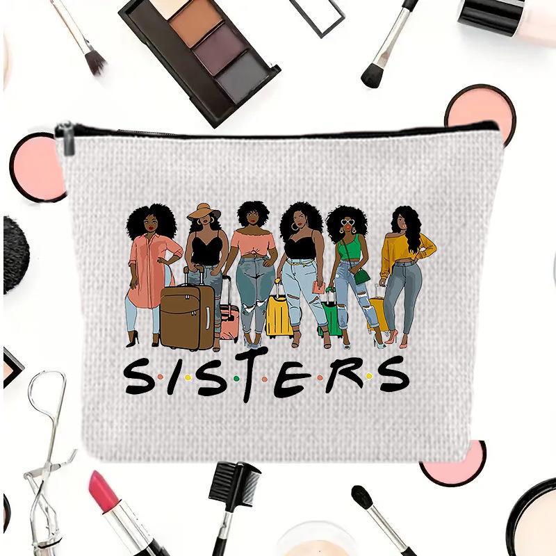Large Capacity Linen Makeup Bag: Cross-Border Printed Cosmetic Storage with Zipper